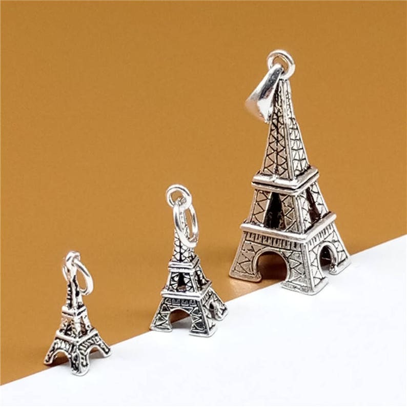 5 Sterling Silver Eiffel Tower Charms 3D France Charms 925 Etsy