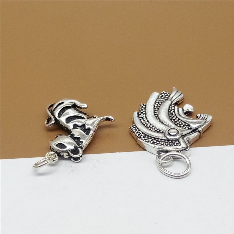 TZ1413 925 Silver Tiger Lion Charms Animal Charms Lion Charms Zoo Charms 2 Sterling Silver Tiger Charms