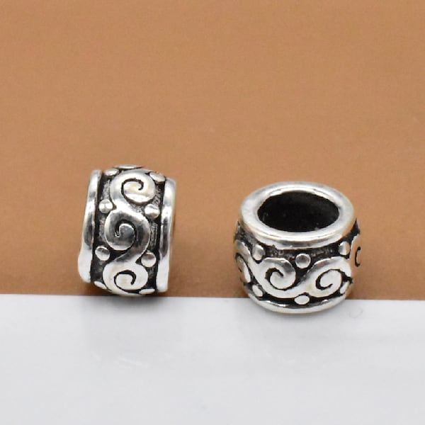 15 Sterling Silver Swirl Spacer Beads, 925 Silver Spiral Beads, Oxidized Swirl Bead, Spiral Bead, Spacer Bead, Large Hole Bead for Bracelet