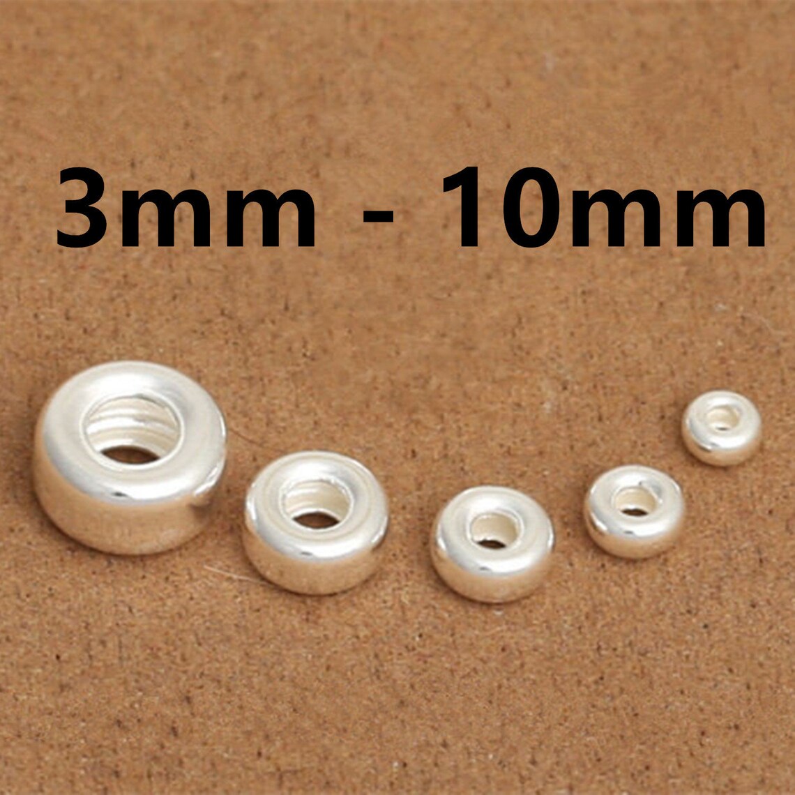 Sterling Silver Donut Bead 925 Silver Donut Bead Pony Bead Etsy