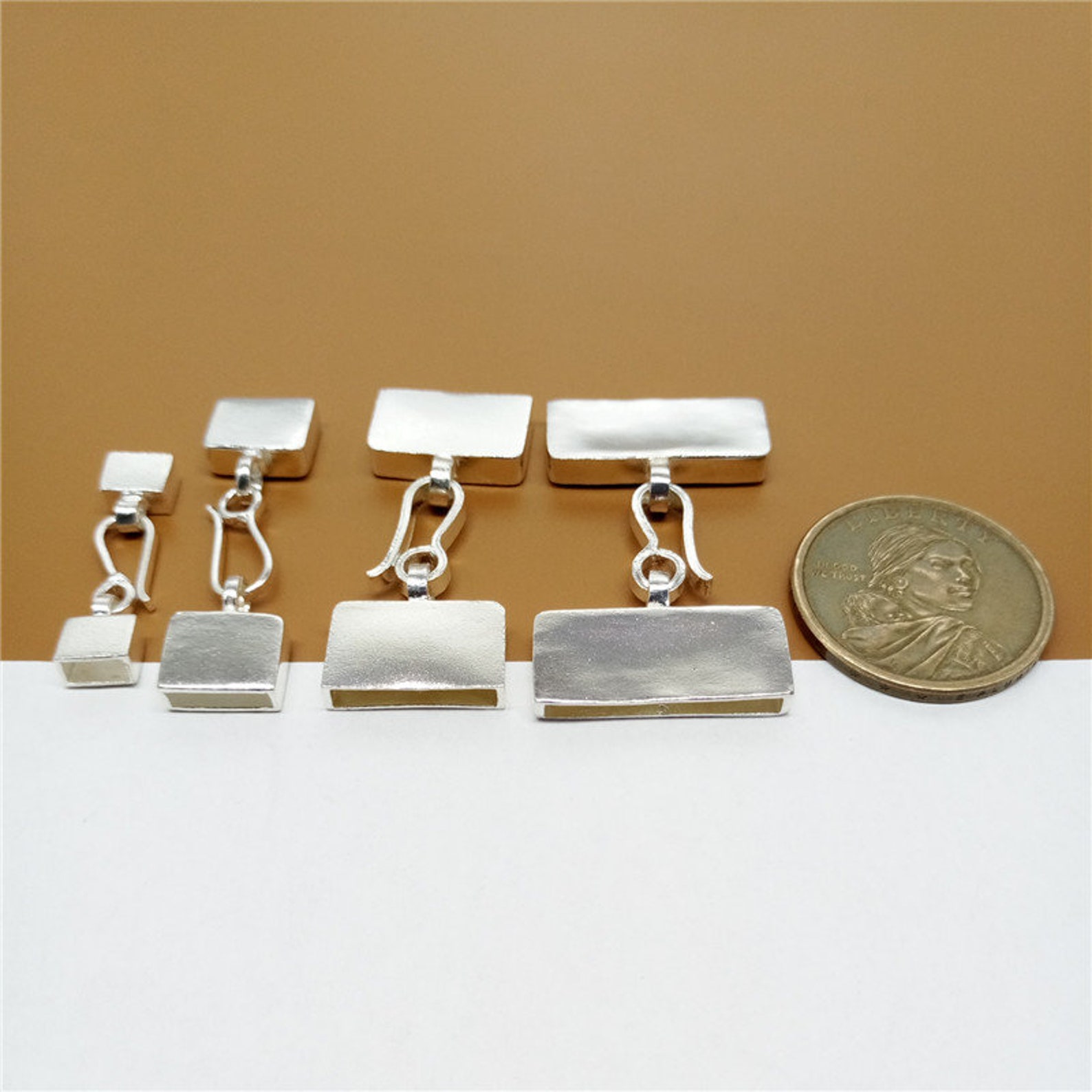 925 Sterling Silver Rectangular Cord End Caps, 925 Silver Leather Cord