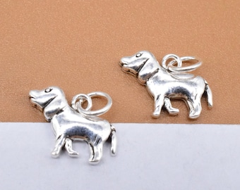 5 dijes de perro de plata de ley, dije de perro de plata 925, dije de cachorro, dije de perrito, dije de mascota, dije de animal, dije de collar, dije de pulsera