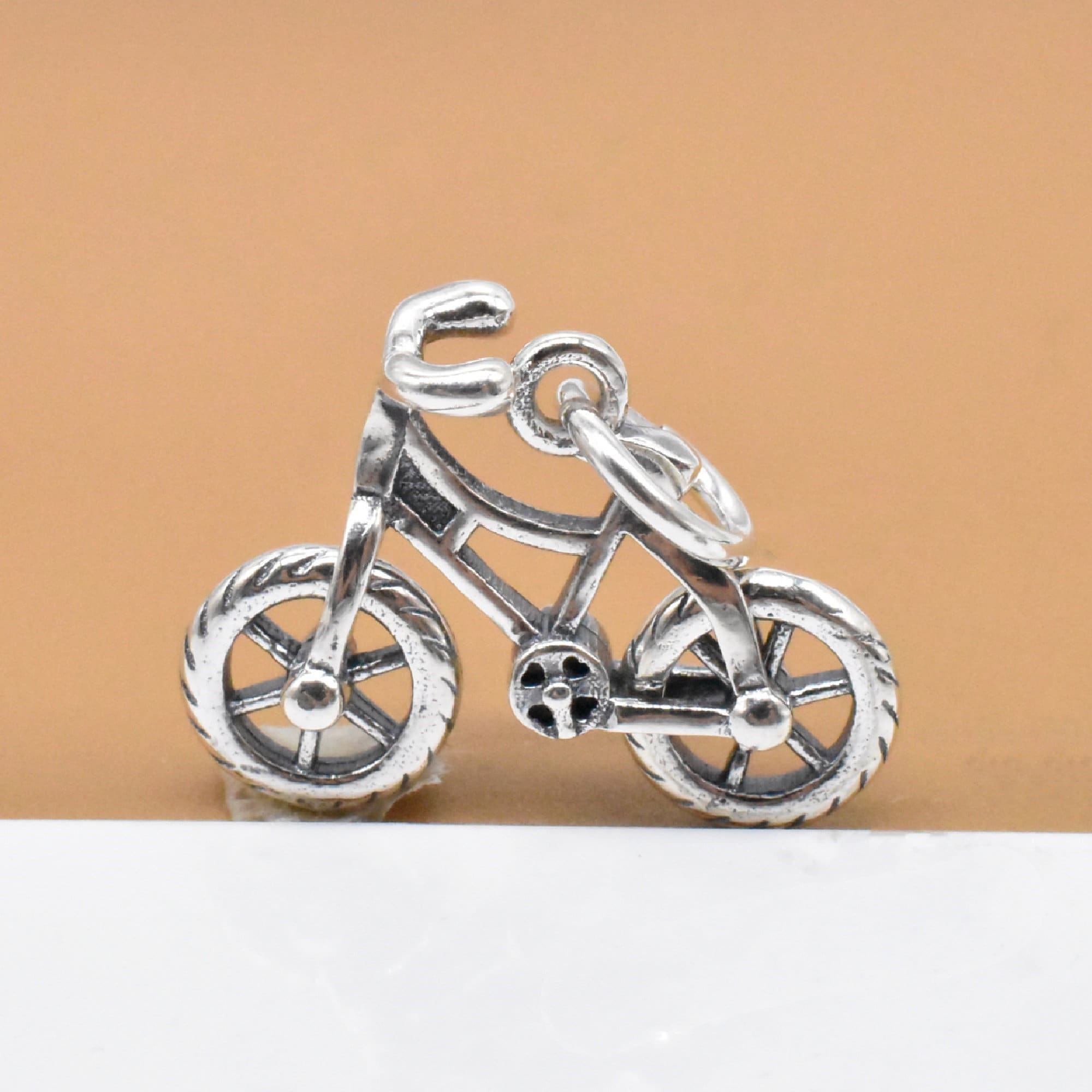Sterling Silver Bicycle Charm 3D 925 Silver Bike Charm Etsy