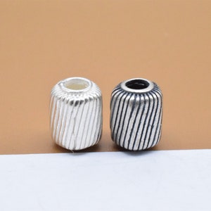 4 Sterling Silver Stripe Tube Beads, 925 Silver Corrugated Tube Bead, Tube Bead, Stripe Bead, Necklace Bead, Bracelet Bead