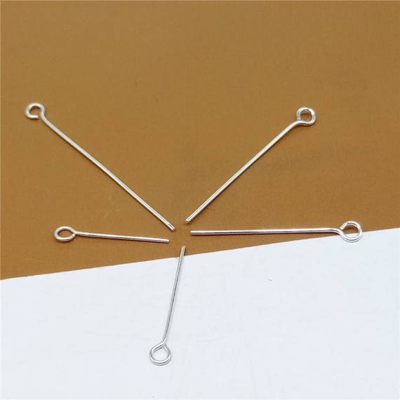 50 Sterling Silver Eye Pins Eyepin, Sterling Silver Headpins, Sterling  Silver Loop Pins 22 Gauge 17mm 20mm 25mm 30mm 35mm 