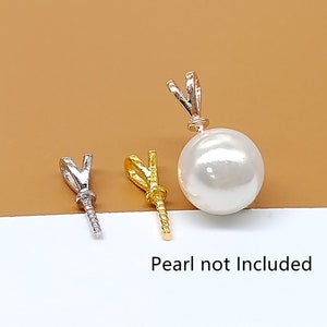 15 Sterling Silver Bail Drops w/ Cup Peg for Half Drilled Pearl Bead, 925 Silver Plain Bail, Gold Plated Pendant Bail, Charm Bail