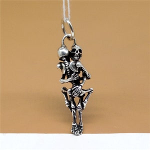 Sterling Silver Skull Forever Love Sex Pendant, Silver Sex Skull Hug Pendant, 925 Silver Skull Skeleton Pendant 8.9 grams