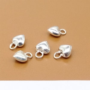 15 Sterling Silver Heart Charms, Small Heart, Love Heart Charm, 925 Silver Shiny Heart Charm for Bracelet Necklace, Love Jewelry