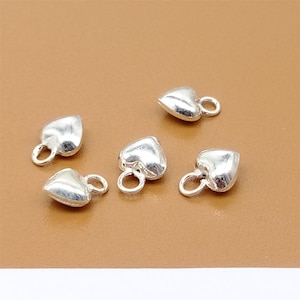 15 Sterling Silber Herz Charms, kleines Herz, Liebe Herz Charm, 925 Silber glänzend Herz Charm für Armband Halskette, Love Schmuck