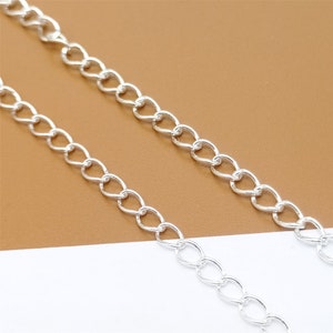 Sterling Silver Curb Chain for Extension, Bulk Curb Chain, Necklace Chain Extender, 925 Silver Curb Chain 2.5mm 2.8mm Footage 3.28ft