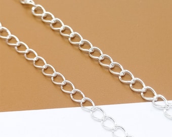 Sterling Silver Curb Chain for Extension, Bulk Curb Chain, Necklace Chain Extender, 925 Silver Curb Chain 2.5mm 2.8mm Footage 3.28ft