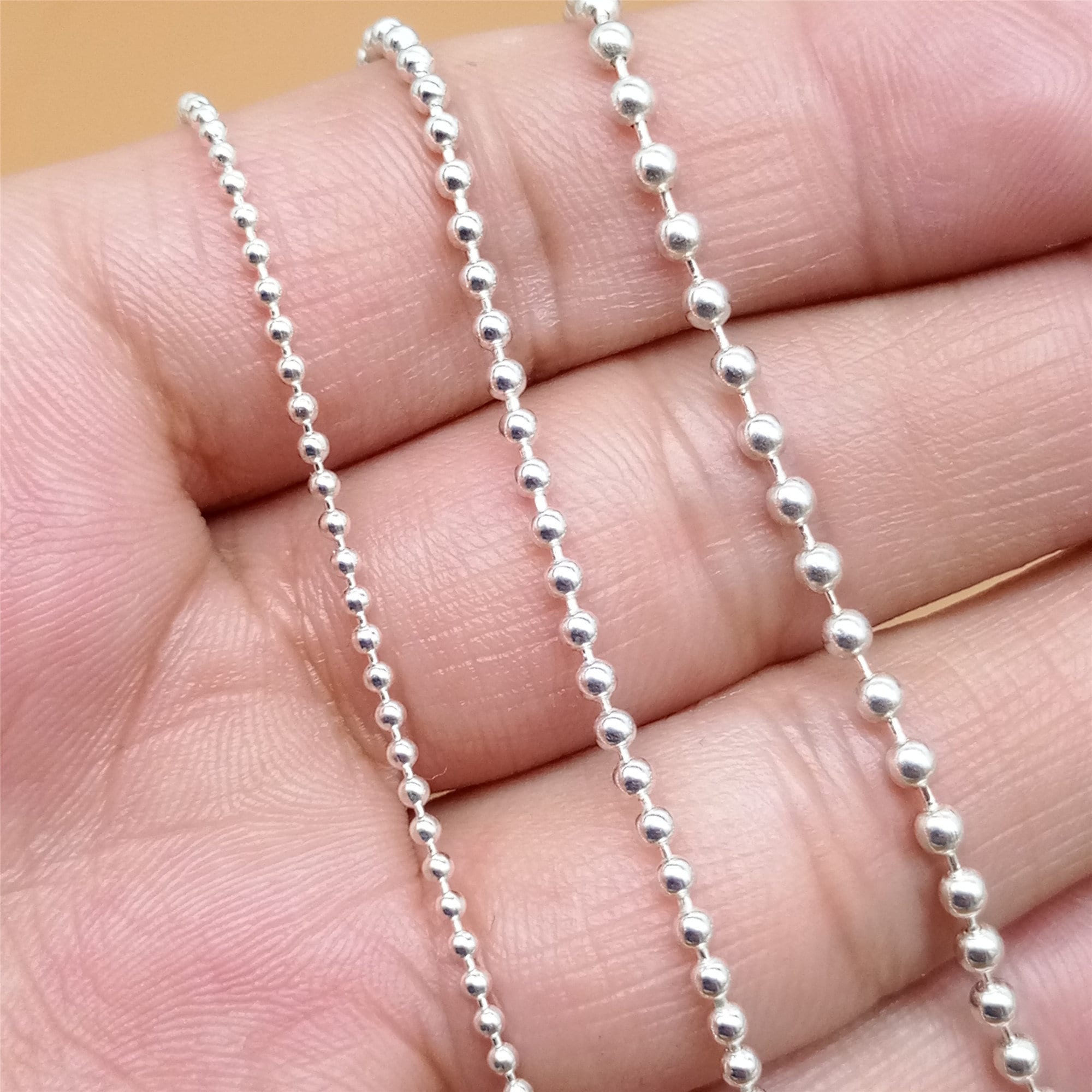 Sterling Silver Bead Chain Bulk Bead Chain Ball Bead Chain Etsy
