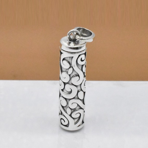 Sterling Silver Spiral Locket Pendant 925 Silver Cylinder Locket Pendant Prayer Box Wish Box Spiral Memory Box Vine Locket Pendant Etsy