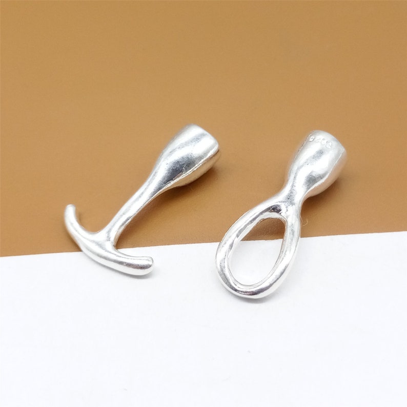 Plain Shiny Toggle Clasp for Bracelet Necklace 925 Sterling Silver Leather Cord End Caps w Toggle Clasp Design