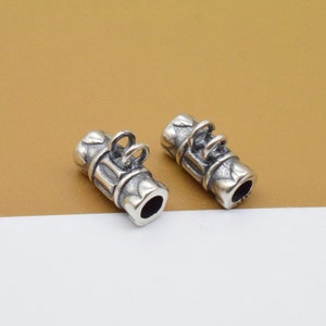 4 Sterling Silver Tube Bead Bails with Double Open Jump Ring, 925 Silver Bail Tube Bead, Flower Tube Bead, Lotus Tube Bead, Bracelet Bead