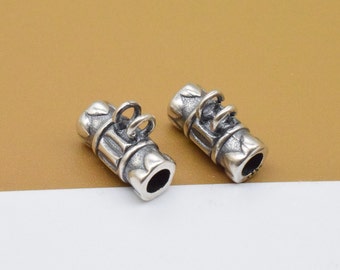 4 Sterling SilverTube Bead Bails with Double Open Jump Ring, 925 Silver Bail Tube Bead, Flower Tube Bead, Lotus Tube Bead, Bracelet Bead