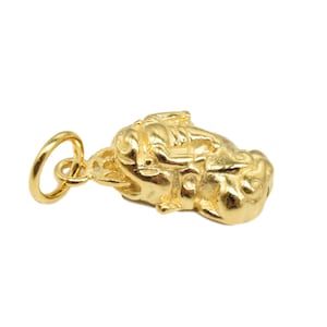 Dije de Pi Xiu estilo vermeil de oro de 14 quilates, chapado en oro de 14 quilates sobre plata de ley 925, dije de Pixiu de la buena fortuna, colgante de Pi Xiu, dije de collar Kylin