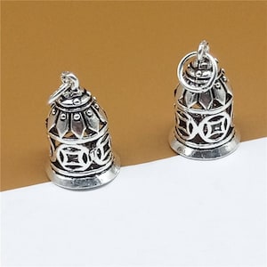 2 Sterling Silver Coin Bell Charm, Sterling Coin Bell Charm, Sterling Coin Bell Pendant, 925 Silver Coin Bell, Jingle Bell Charm
