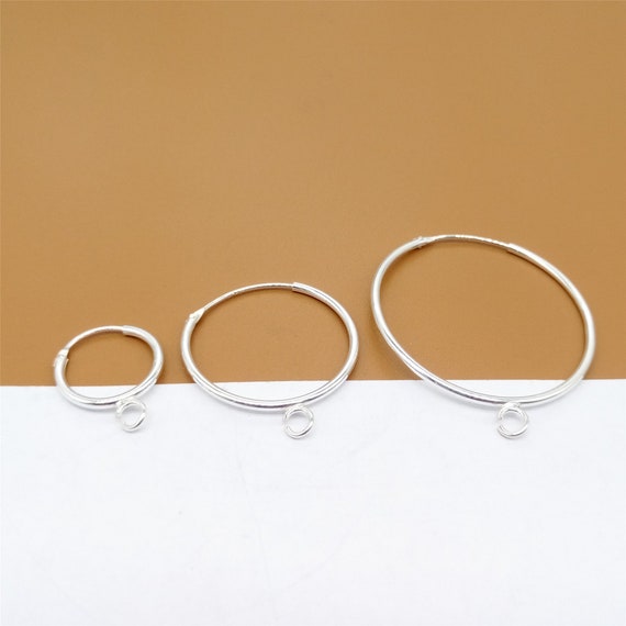 USA925 Sterling Silver Solid Hoop Earrings – 4mm Thick Endless/Lever-Back, Plain/Textured, No Stone, Made In USA