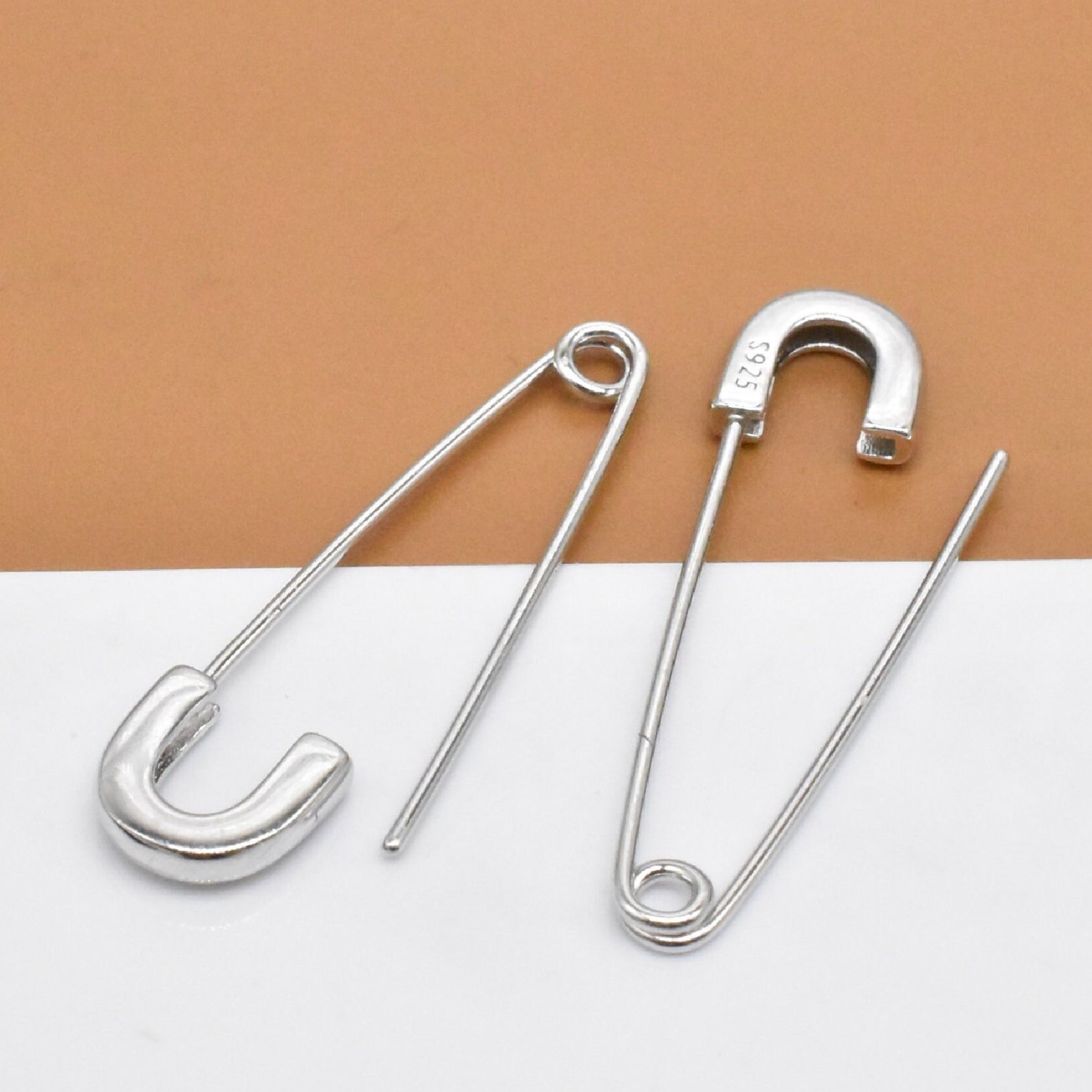 2 Sterling Silver Plain Brooch Pin Back With Rhodium Plated Etsy