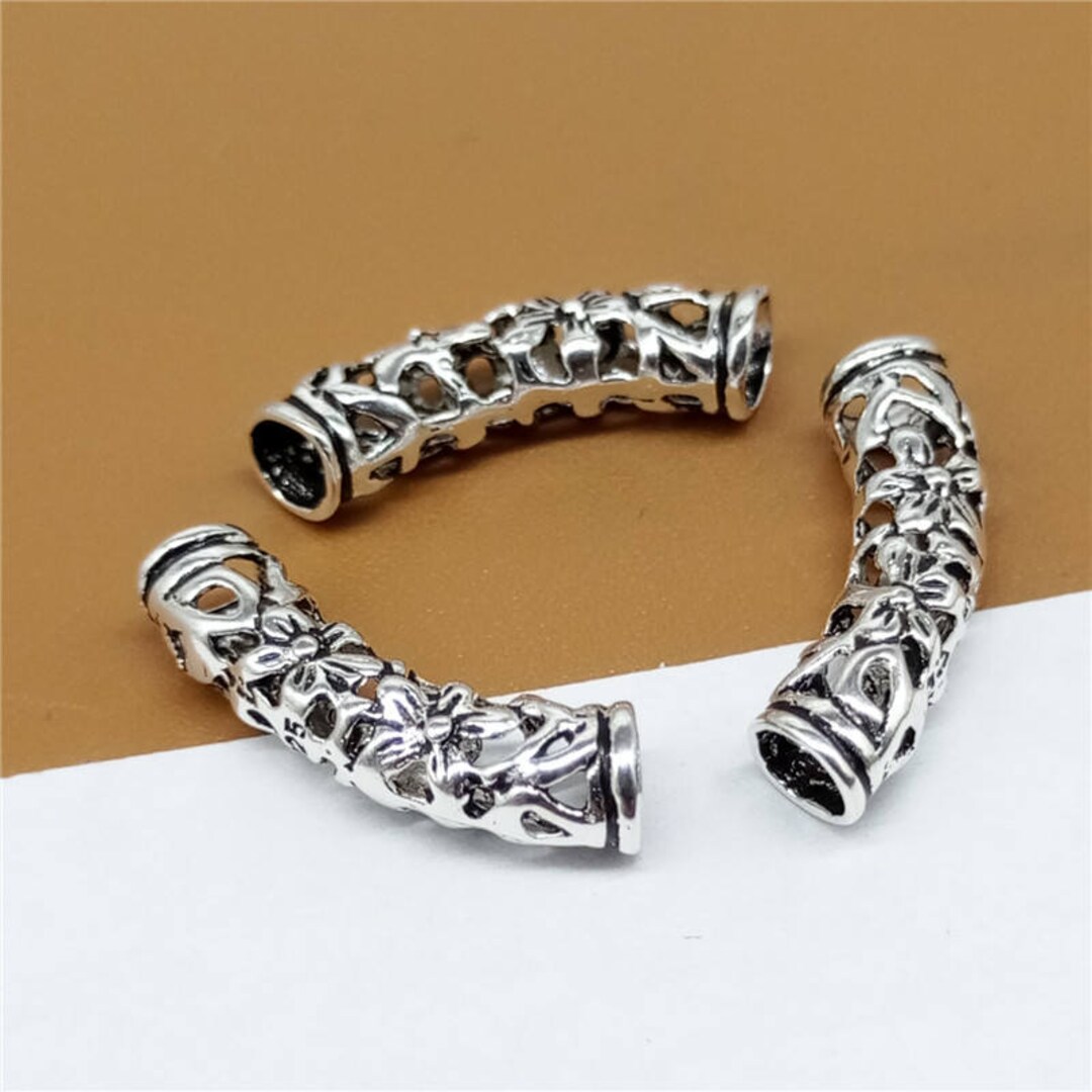 Buy 10 Sterling Silver Tube Beads Sterling Silver Curved Tube Online in  India Etsy