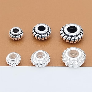 Sterling Silver Small Gear Beads, 925 Silver Gear Beads, Tire Bead, Bracelet Spacer Beads, Bulk Beads, Necklace Bead 4mm 5mm 6mm