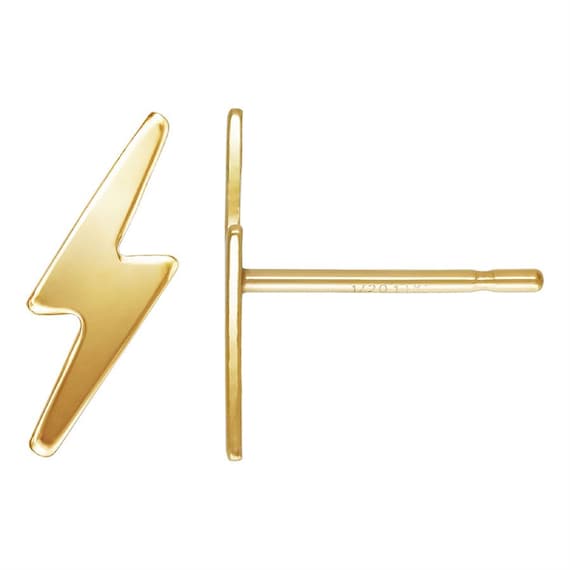 14K Gold Filled Lightning Bolt Post Earring Without Backs