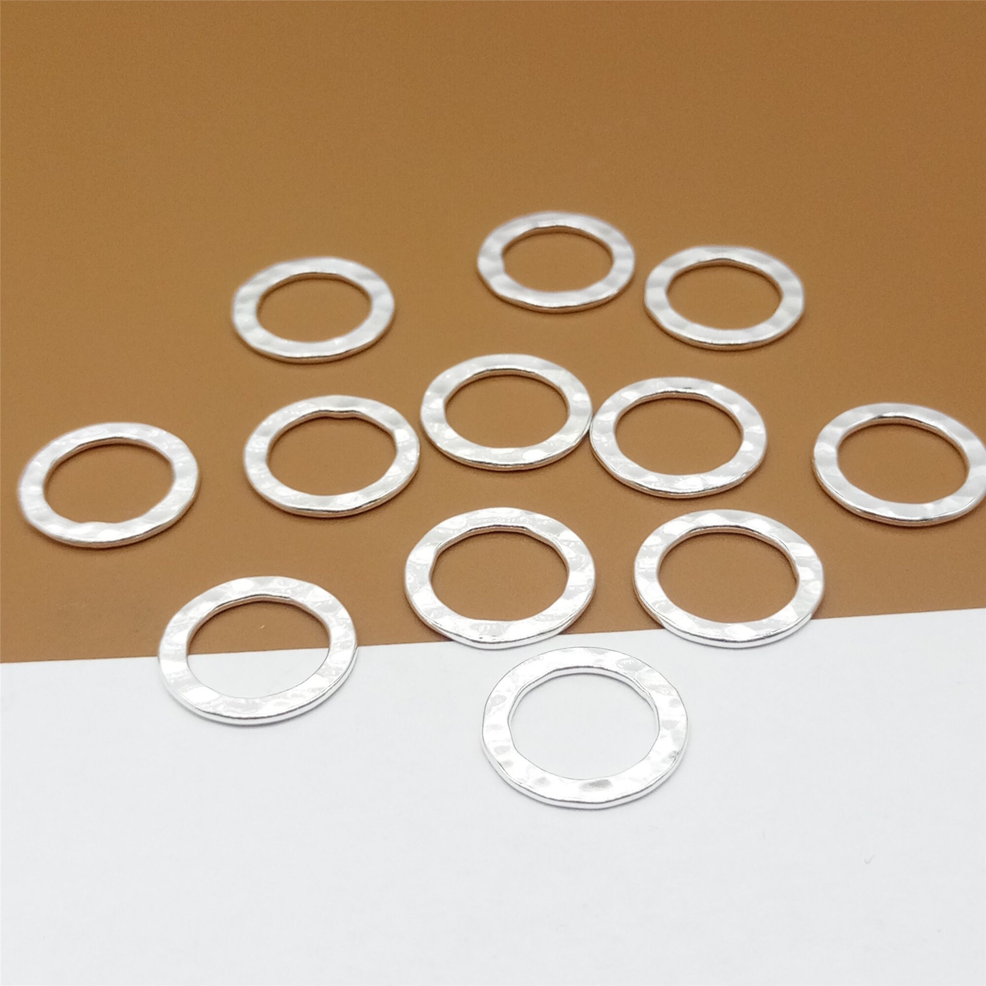 10 Sterling Silver Closed Jump Rings 13mm W/ Hammered Style Etsy Australia