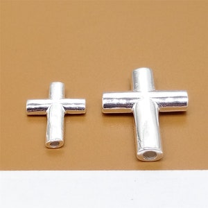 2 Sterling Silver Cross Beads, Shiny Cross, Religous Beads, Jesus Cross Bead, 925 Silver Cross Bead for Bracelet Necklace