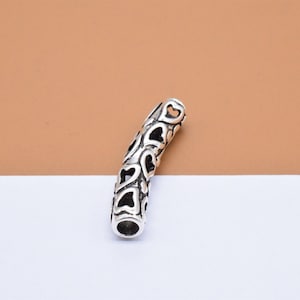 Sterling Sliver Heart Tube Bead, 925 Silver Love Curve Tube, Tubular Bead, Love Heart Tube Bead, Hollow Tube for Bracelet Necklace
