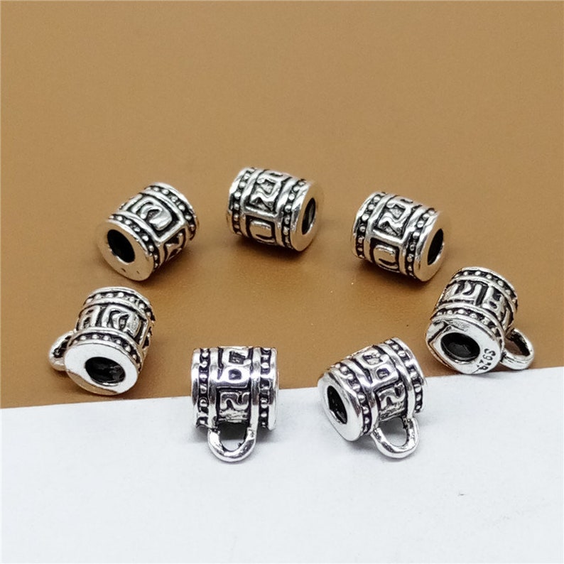 5 Sterling Silver Om Bail Beads 925 Silver Om mani padme hum Bail Beads Tube Bead Charms