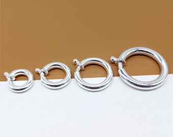 Chiusura ad anello a molla semplice in argento sterling 925, Chiusura ad anello a molla in argento 925, Chiusura per braccialetto, Chiusura per collana