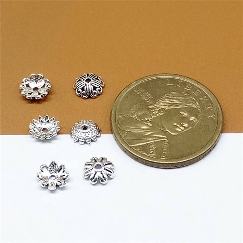 10 Sterling Silver Bead Caps 925 Stering Silver Bead Caps Etsy