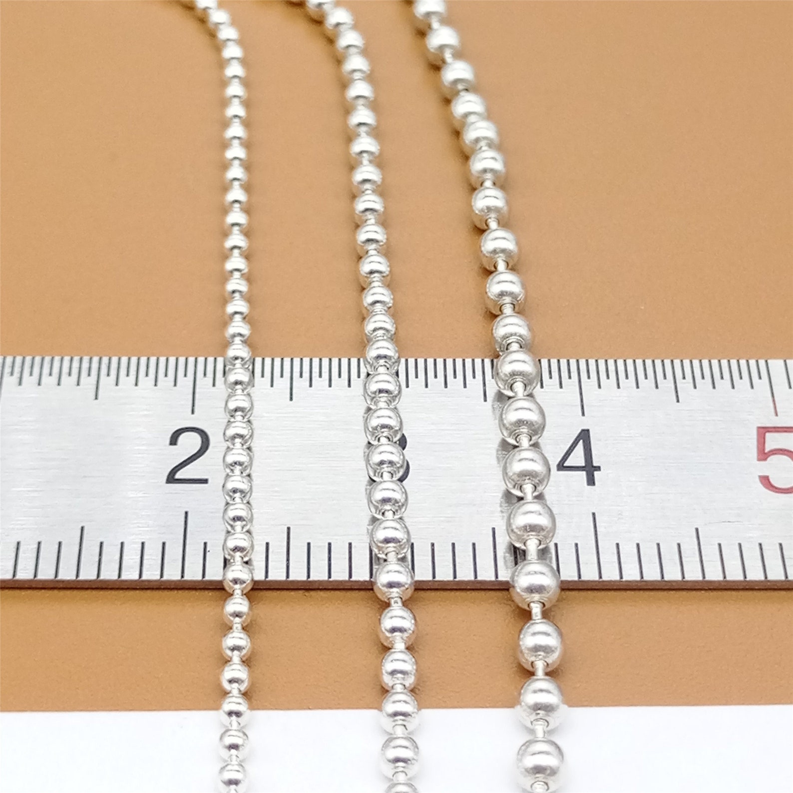 Sterling Silver Bead Chain Bulk Bead Chain Ball Bead Chain Etsy