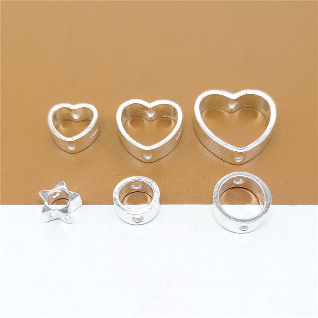 4 Sterling Silver Bead Frames for 6mm, 8mm, 10mm Beads, 925 Silver Bead