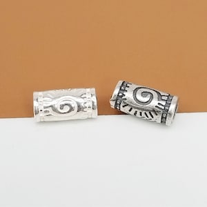 6 Sterling Silver Sun Tube Beads, 925 Silver Sunshine Tube Bead, Small Tube Spacer Bead, Bracelet Bead, Necklace Bead