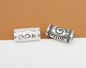 2 Sterling Silver Sun Tube Beads, 925 Silver Sunshine Tube Bead, Small Tube Spacer Bead, Bracelet Bead, Necklace Bead