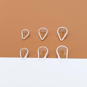 10 Sterling Silver Open Closed Bails, 925 Silver Shiny Pinch Bail, Plain Charm Bail, Pendant Bail, Necklace Bail Jewelry Bail 2.5mm 3mm 4mm