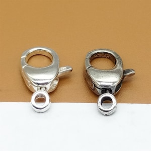 2 Sterling Silver Oval Lobster Clasps with Spin Jump Ring, Oval Trigger Clasp, 925 Silver Lobster Claw Clasp, Necklace Clasp, Bracelet Clasp