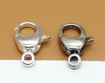 Sterling Silver Oval Lobster Clasps with Spin Jump Ring, Oval Trigger Clasp, 925 Silver Lobster Claw Clasp, Necklace Clasp, Bracelet Clasp
