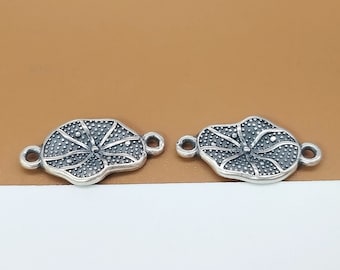 2 Sterling Silver Lotus Connector Charms, 925 Silver Lotus Leaf Charm, Yoga Charm, Meditation Charm, Bracelet Charm, Necklace Charm