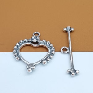 Sterling Silver Heart Toggle Clasps, 925 Silver Heart Toggle Clasps, Love Heart Clasp, Bracelet Clasp, Necklace Clasp, Jewelry Findings