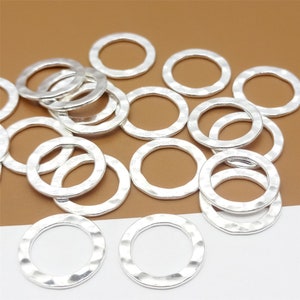 10 Sterling Silver Closed Jump Rings 13mm w/ Hammered Style, 925 Silver Jump Ring Spacer Bead for Bracelet