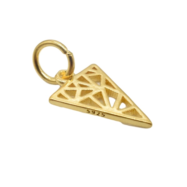 2pcs 18K Gold Vermeil Style Triangle Charm, 925 Sterling Silver Triangle Charm w/ One Micron 18K Gold Plated, Necklace Charm, Earring Charm