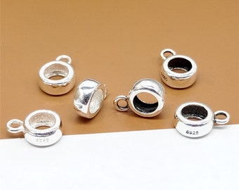 10 Sterling Silver Bail Beads Spacers 5mm Hole, Bracelet Bead, Necklace Bead, 925 Silver Bail Spacer for Bracelet Necklace