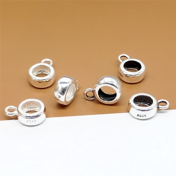 10 Espaciadores De Pulsera De Plata De Ley Con Agujeros Grandes, Cuentas Espaciadoras De Plata 925, Cuentas De Donut De 6 Mm, 8 Mm Y 10 Mm - México