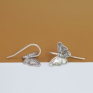 2prs Sterling Silver Butterfly Ear Wires, 925 Silver Earring Hook, Ear Wire Hook, Earwire Hook, Butterfly Earring Jewerly