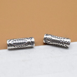 6 Sterling Silver Fish Tube Beads, 925 Silver Fish Bead Spacer, Small Tube Bead, Marine Life Bead, Ocean Bead, Necklace Bead, Bracelet Bead