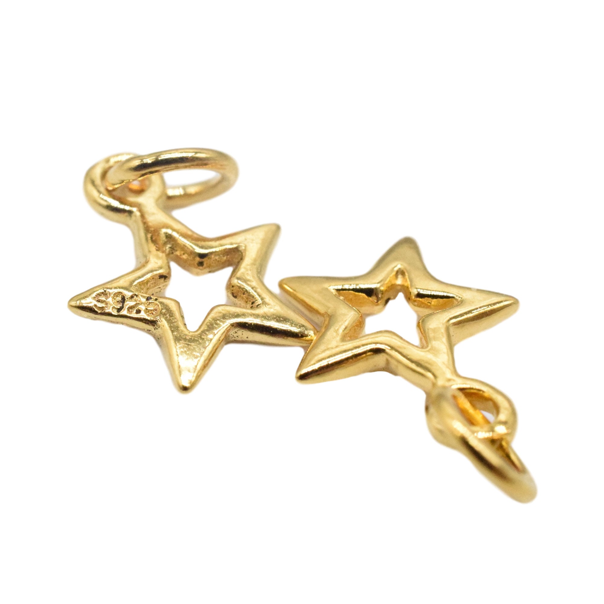 14K Gold Vermeil Style Star Charm, Sterling Silver Small