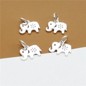 5 Sterling Silver Small Elephant Charms, 925 Sterling Elephant Charms, 925 Silver Shiny Elephant Charms